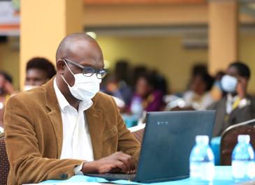 Mr. Andrew Muluubya, U-learn Project Lead,Continuum Financial Group (CFG) at the launch of Ulearn at The 4th Teacher Education Symposium  21st April 2022